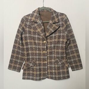 Vintage Brown Plaid Women's Jacket